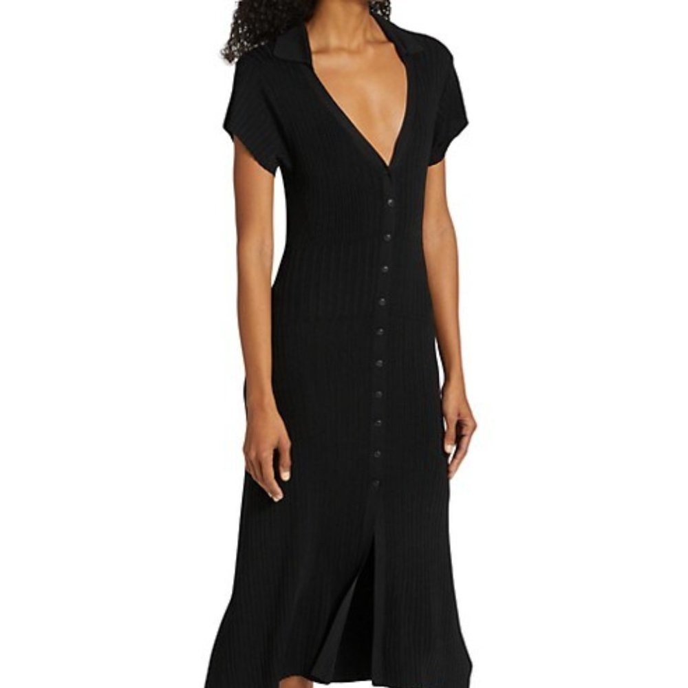 rag & bone Black Esme Midi Long Dress Size Small Short Sleeve